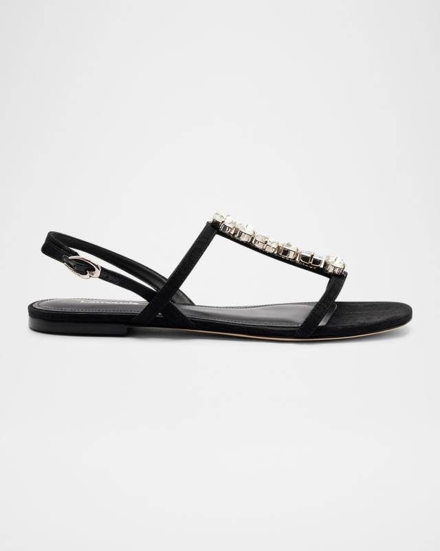 Calypso Embellished Flat T-Strap Sandals